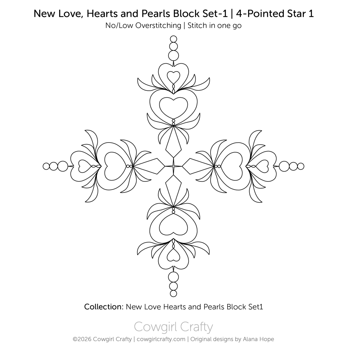 New Love 4-Pointed Star #1 Block digital longarm quilting pattern by Cowgirl Crafty
