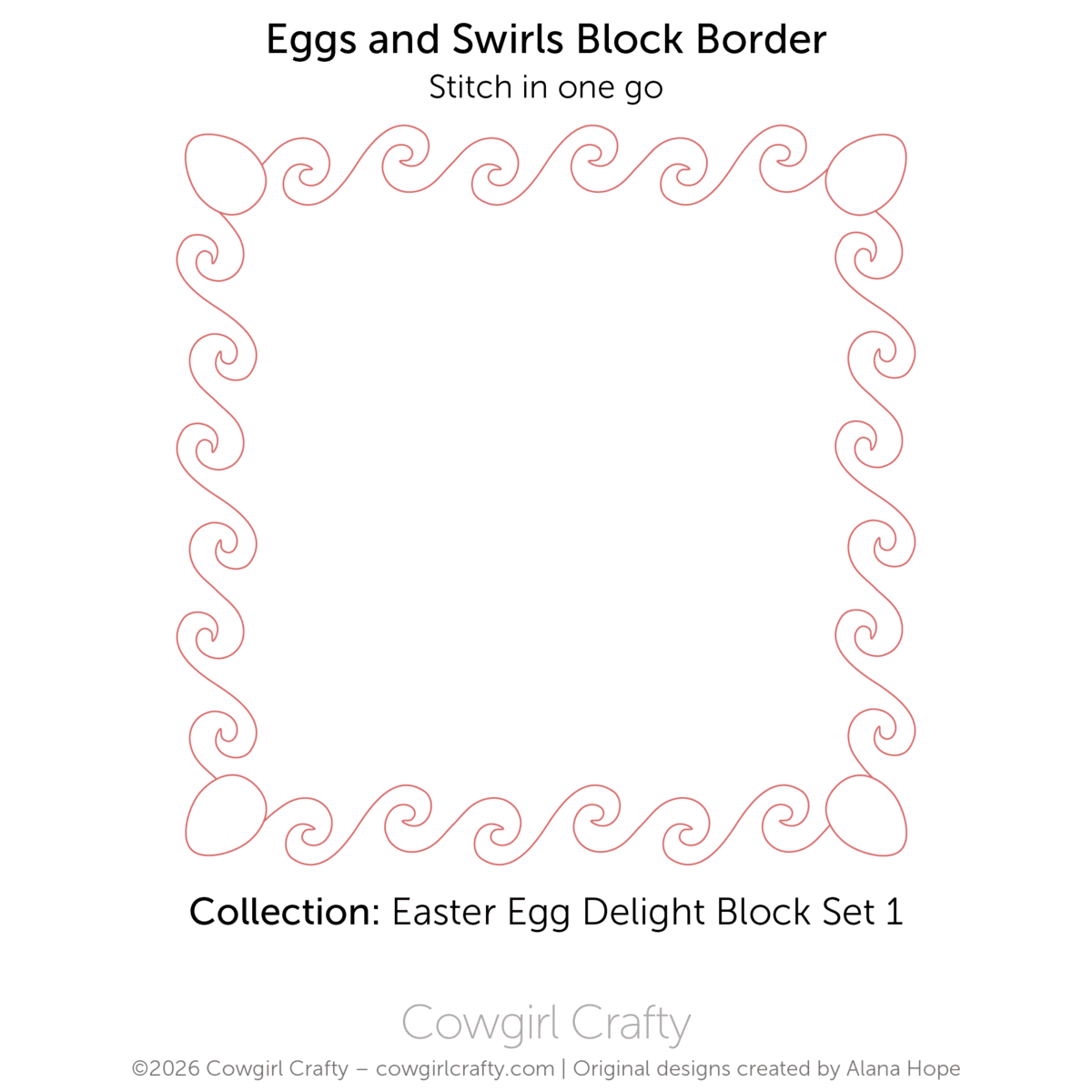 Easter Egg Delight 1-10 Eggs and Swirls Block digital longarm quilting pattern by Cowgirl Crafty