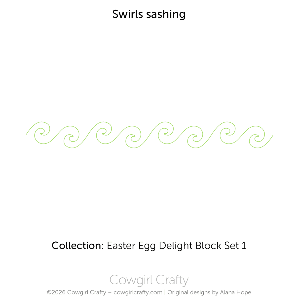 Easter Egg Delight 1-13-2 Swirls Sashing digital longarm quilting pattern by Cowgirl Crafty