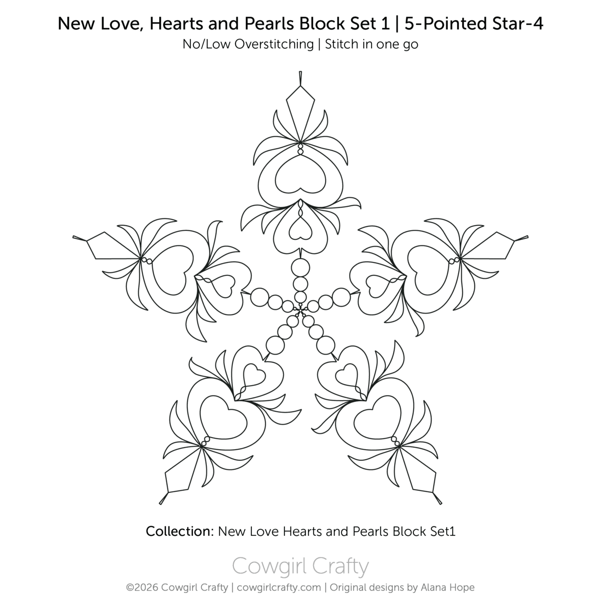 New Love 5-Pointed Star #4 Block digital longarm quilting pattern by Cowgirl Crafty