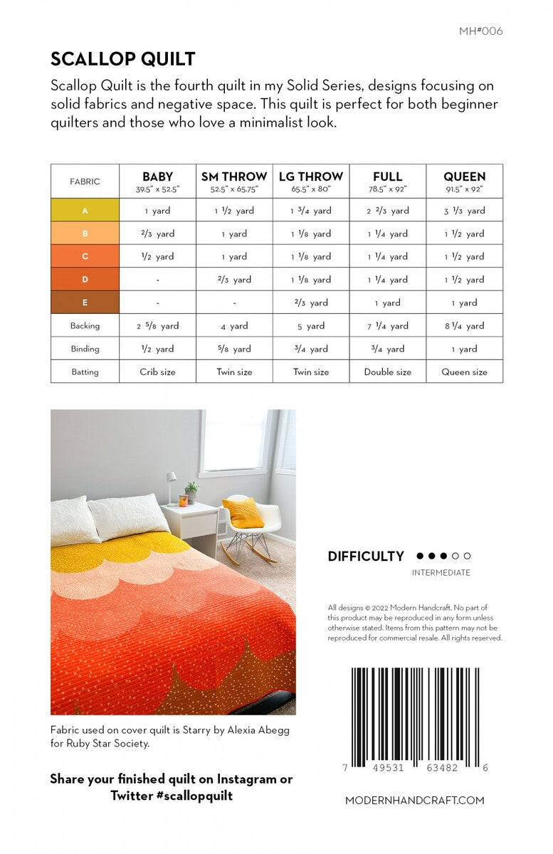 Scallop Quilt Modern Handcraft Quilting Pattern | #MHC006