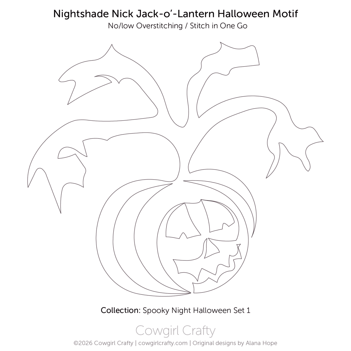Nightshade Nick Jack-o'-Lantern Motif digital longarm quilting pattern by Cowgirl Crafty