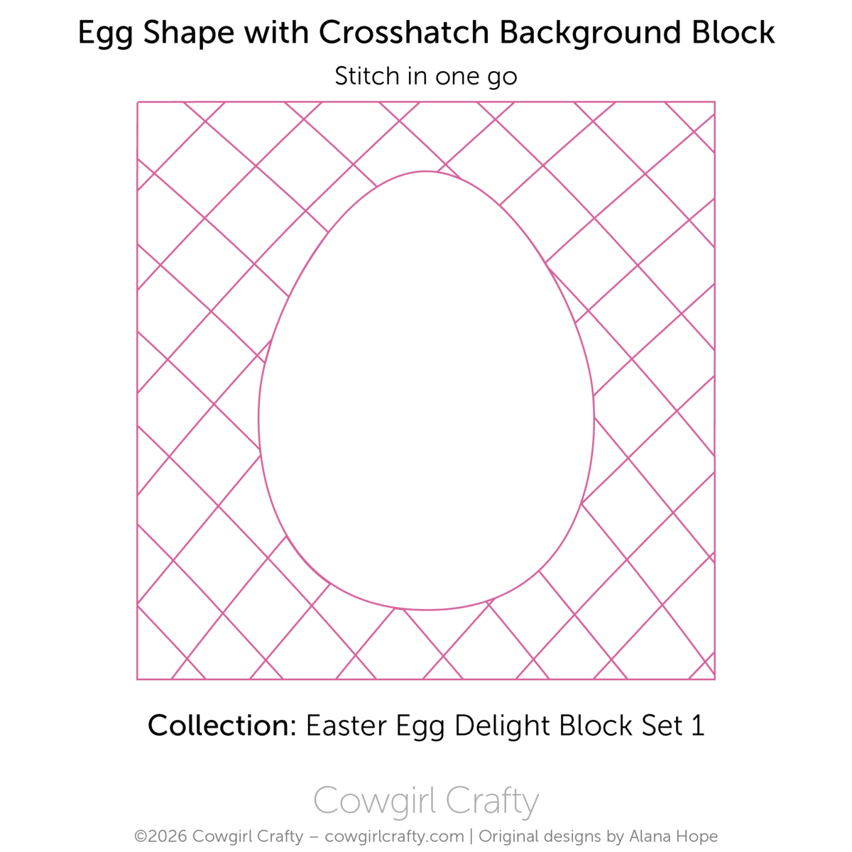Easter Egg Delight 1-6 Egg Shape Crosshatch Block digital longarm quilting pattern by Cowgirl Crafty
