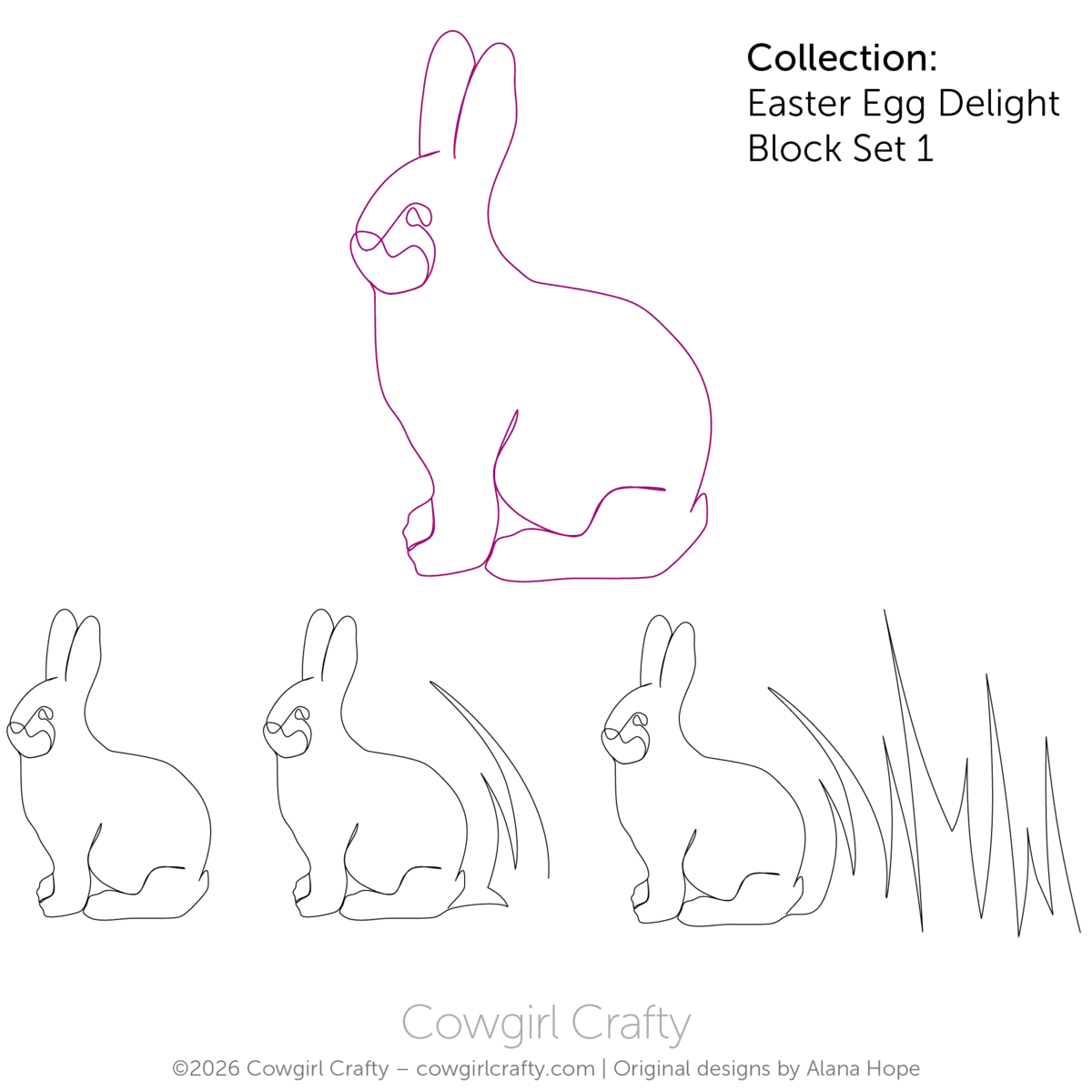 Eve's Bunny Peter Easter Motif digital longarm quilting pattern by Cowgirl Crafty