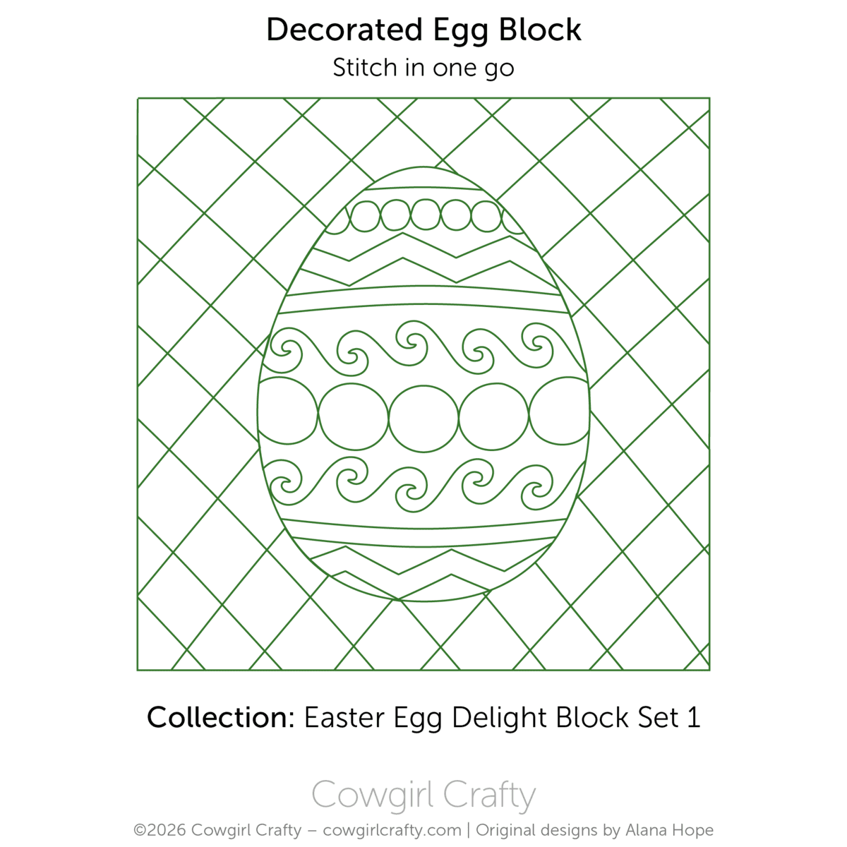 Easter Egg Delight 1-7 Egg Block digital longarm quilting pattern by Cowgirl Crafty