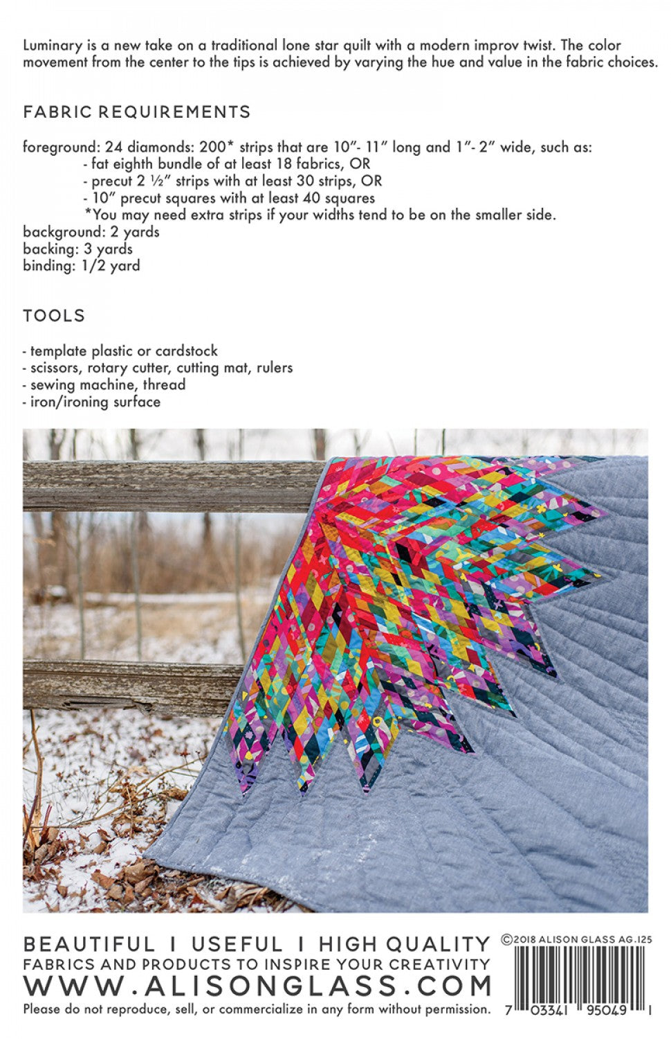 Luminary Quilt Modern Quilting Pattern by Jamie Swanson | Alison Glass | AG125