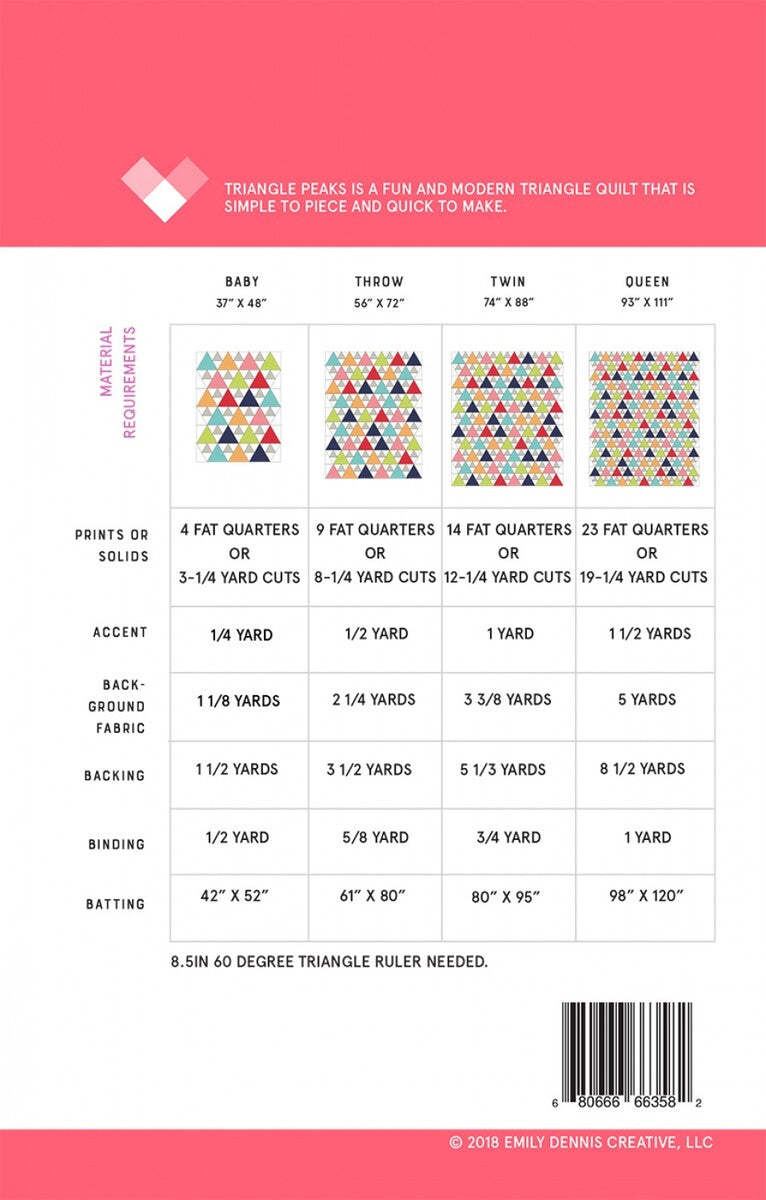 Triangle Peaks Modern Quilt Pattern | Fat Quarter Quilt | Emily Dennis | Quilty Love