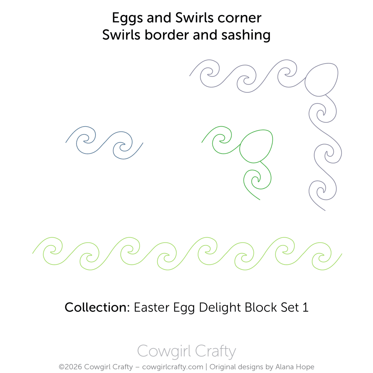 Easter Egg Sashing, Border and Corner Set digital longarm quilting pattern by Cowgirl Crafty