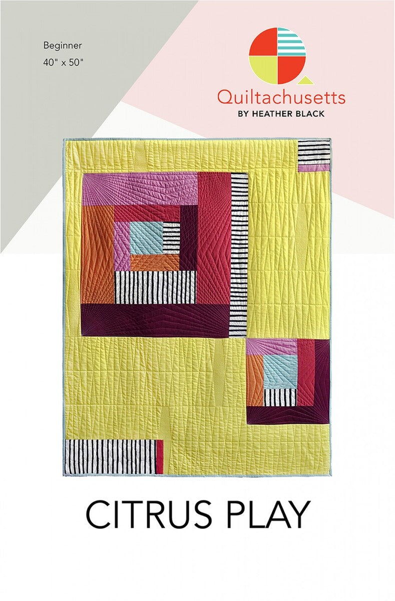 Citrus Play Modern Beginner Quilt Pattern | Quiltachusetts | Heather Black #QMS1911