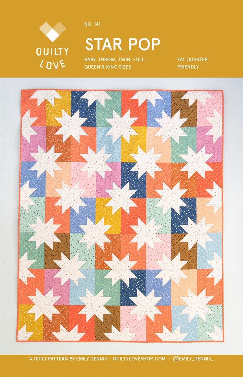 Star Pop Quilt Pattern | Fat Quarter Quilt | Emily Dennis | Quilty Love #QLP141