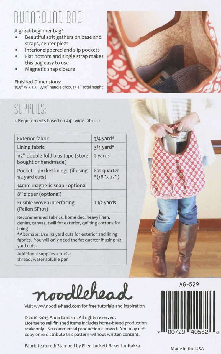 Runaround Bag Pattern | Noodlehead | #NOO529