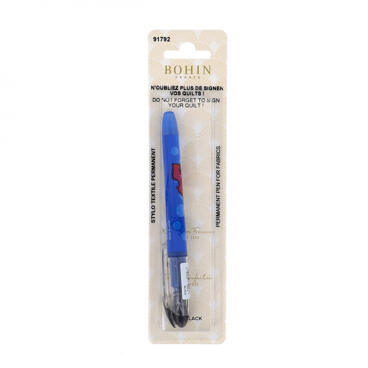 Permanent Textile Pen for Fabric Black #91792
