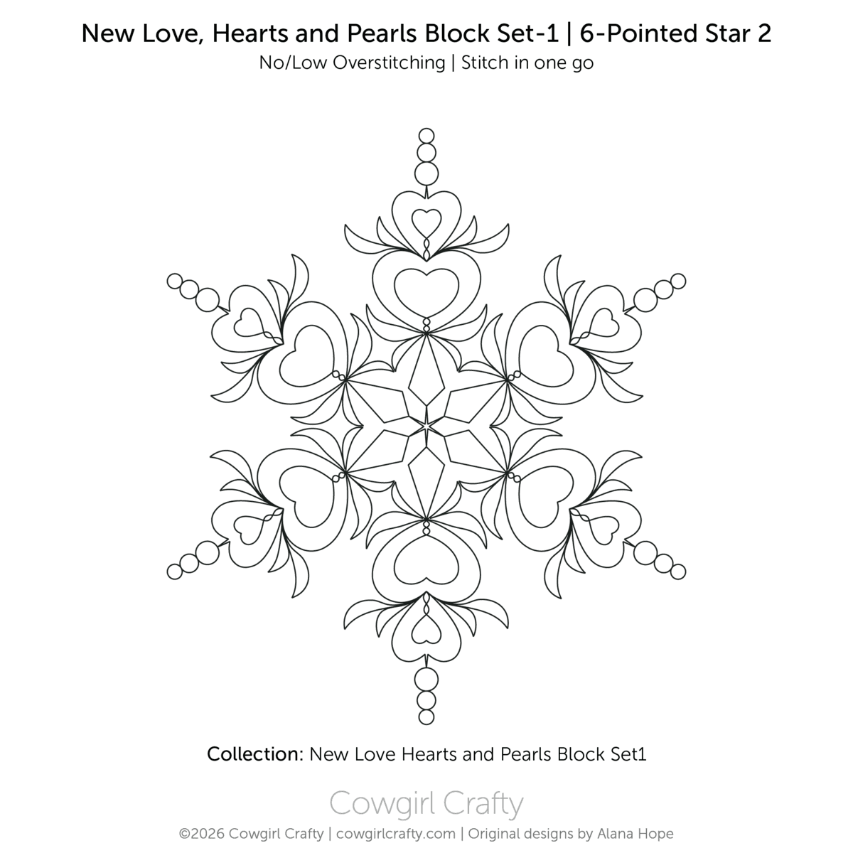 New Love 6-Pointed Star #2 Block digital longarm quilting pattern by Cowgirl Crafty