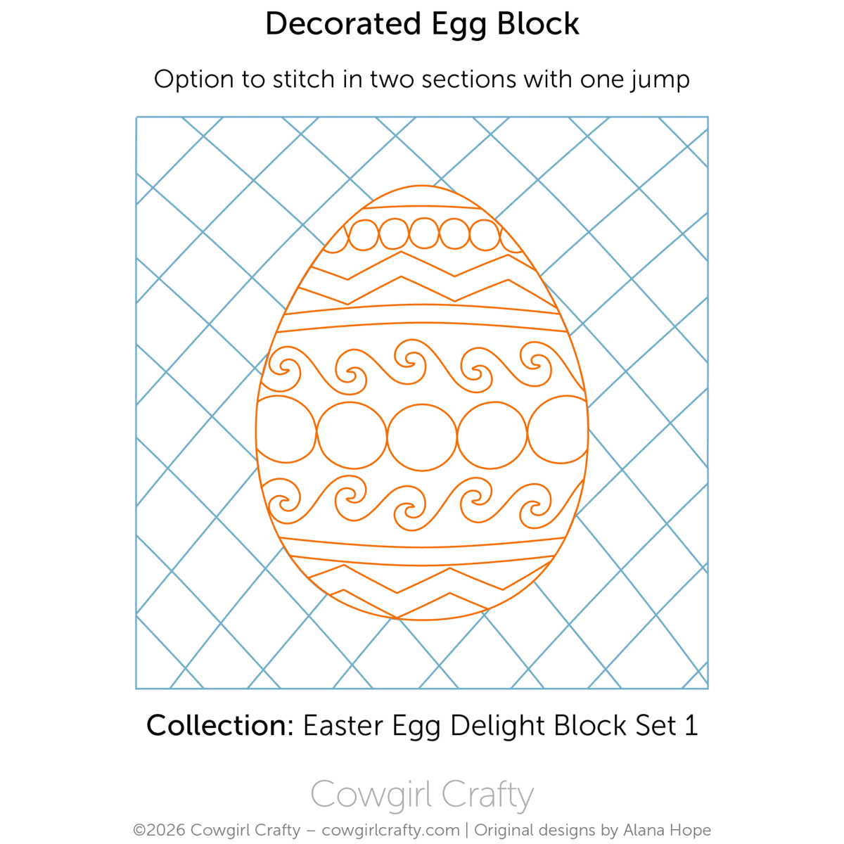 Easter Egg Delight 1-11 Egg Block digital longarm quilting pattern by Cowgirl Crafty