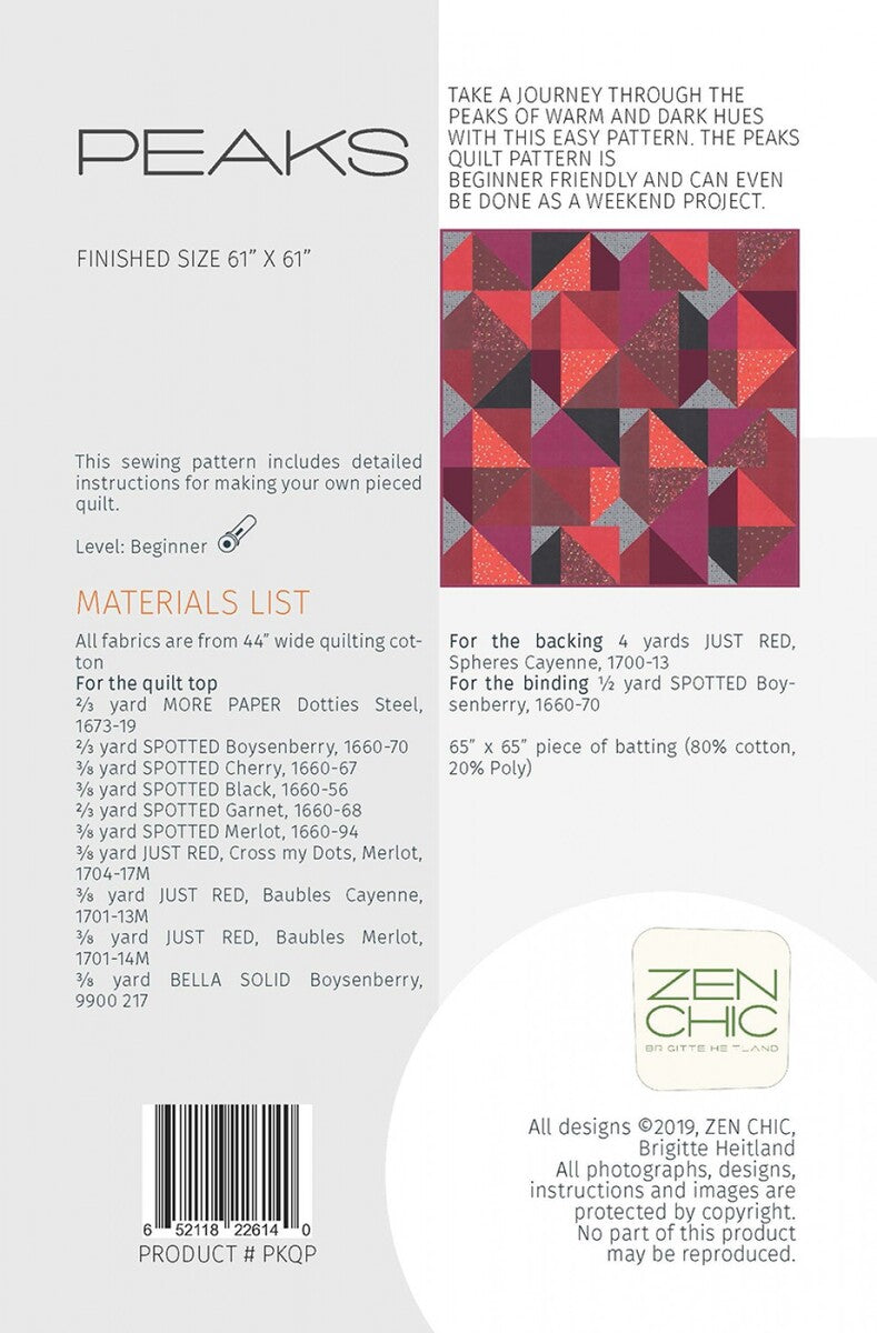 Peaks Modern Quilt Pattern | Zen Chic | Brigitte Heitland | #PKQP