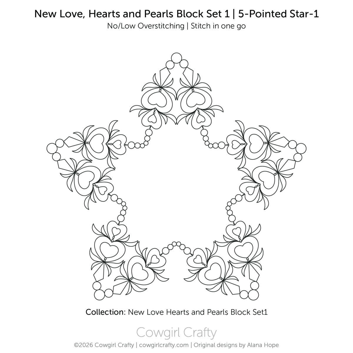 New Love 5-Pointed Star #1 Block digital longarm quilting pattern by Cowgirl Crafty