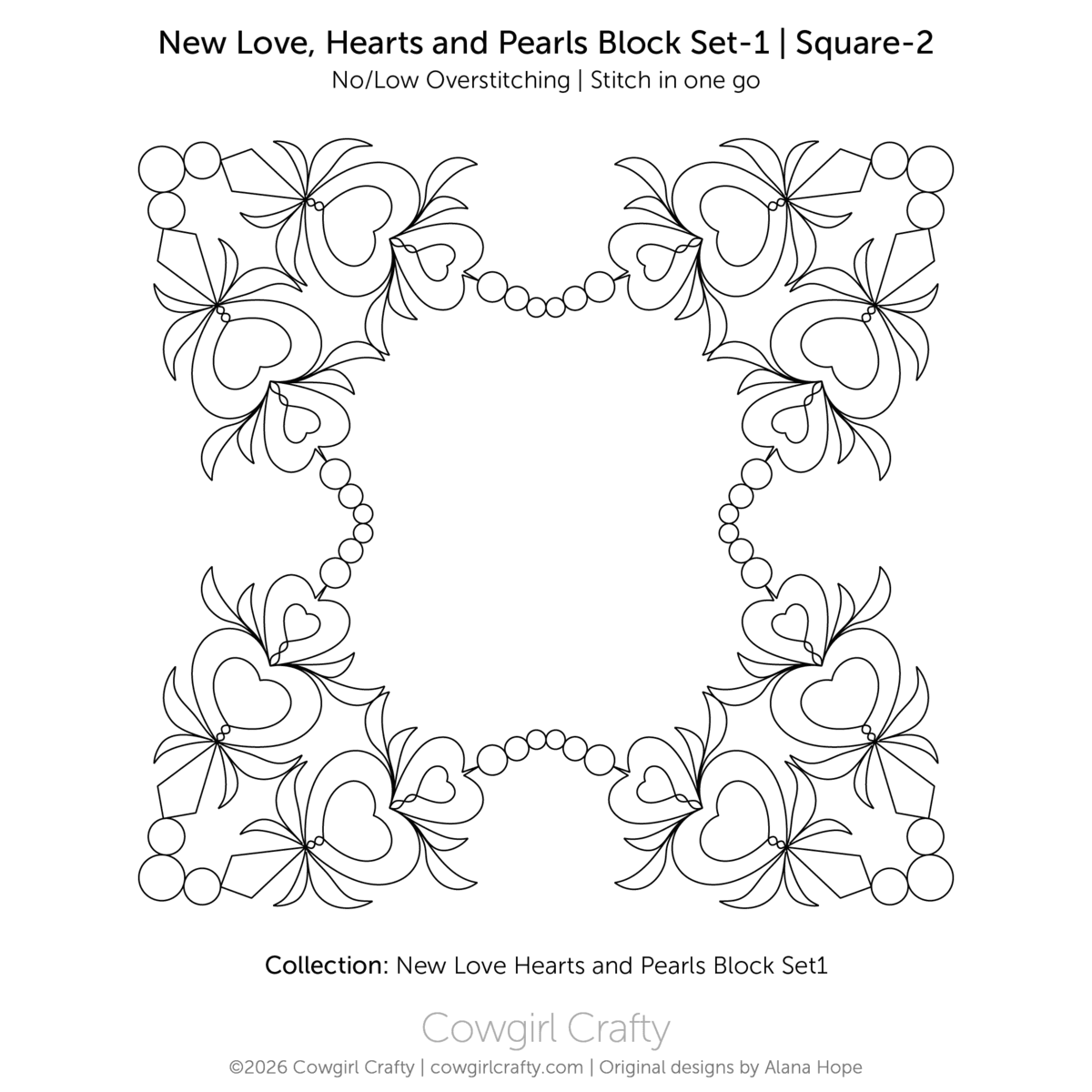 New Love Square #2 Block digital longarm quilting pattern by Cowgirl Crafty