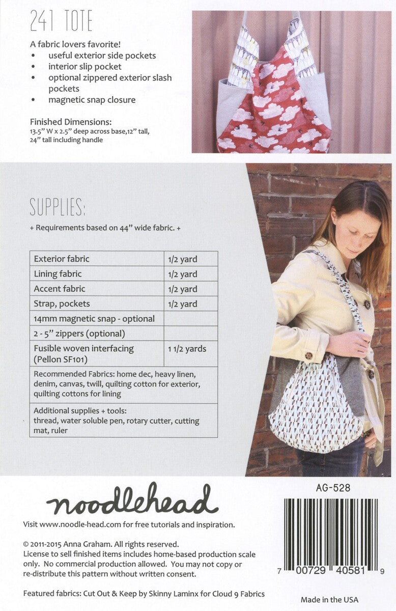 241 Tote Bag Pattern | Noodlehead #NOO528