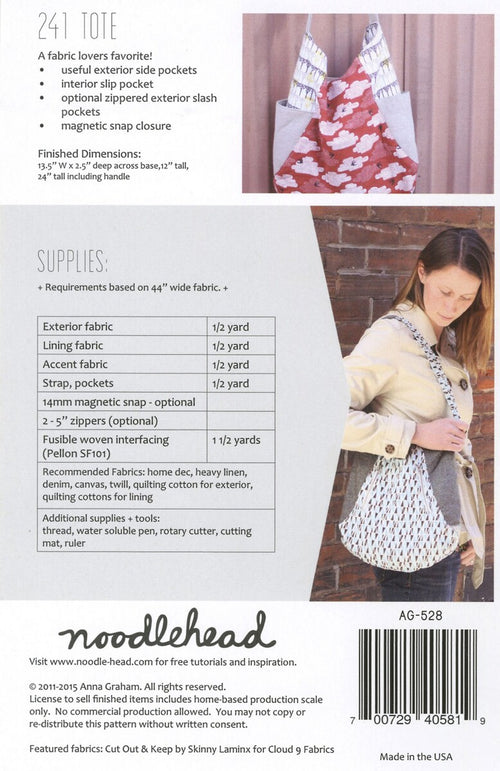 241 Tote Bag Pattern | Noodlehead #NOO528