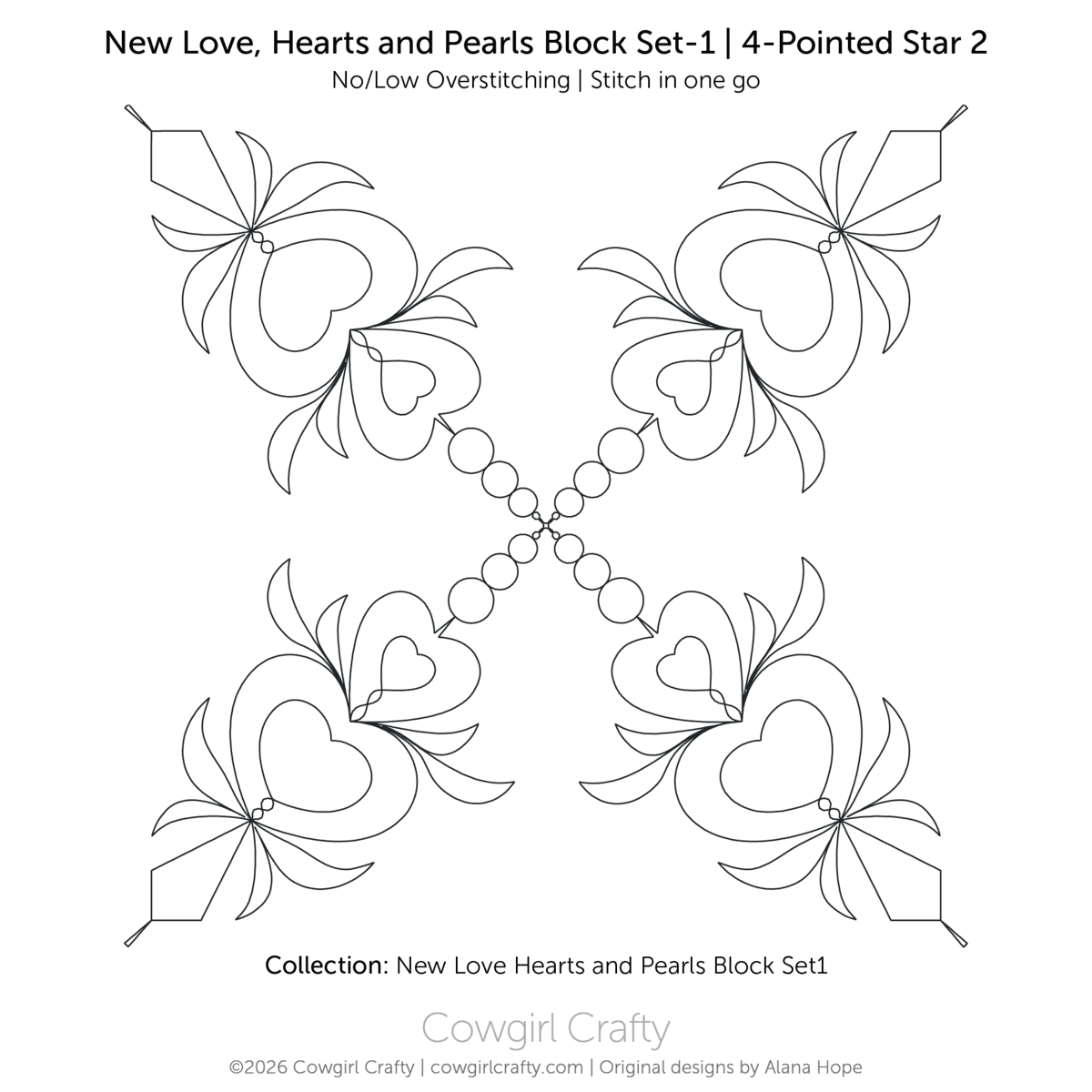 New Love 4-Pointed Star #2 Block digital longarm quilting pattern by Cowgirl Crafty