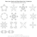 New Love Hearts and Pearls Block Set digital longarm quilting pattern by Cowgirl Crafty