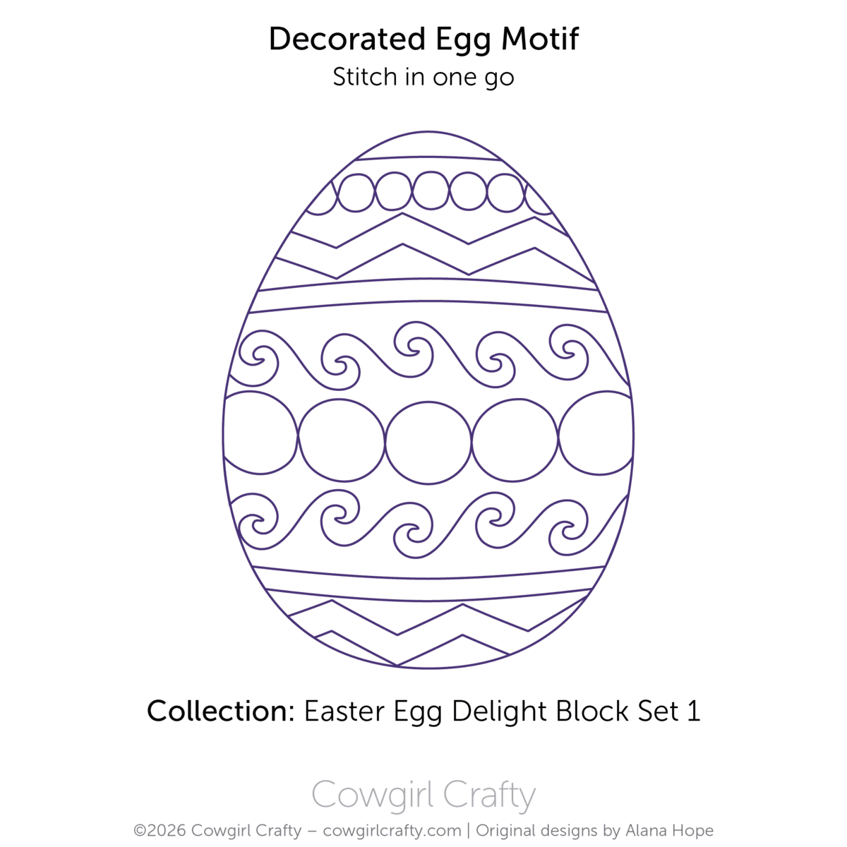 Easter Egg Delight 1-2 Decorated Egg Motif digital longarm quilting pattern by Cowgirl Crafty