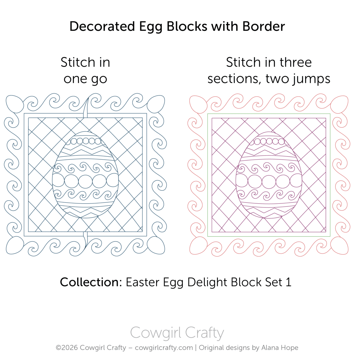Easter Egg Delight 1-8 Egg Block digital longarm quilting pattern by Cowgirl Crafty