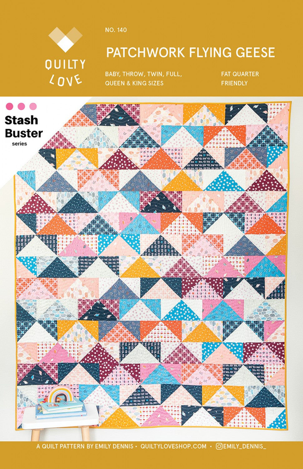 Patchwork Flying Geese Quilt Pattern  #QLP140 From Quilty Love