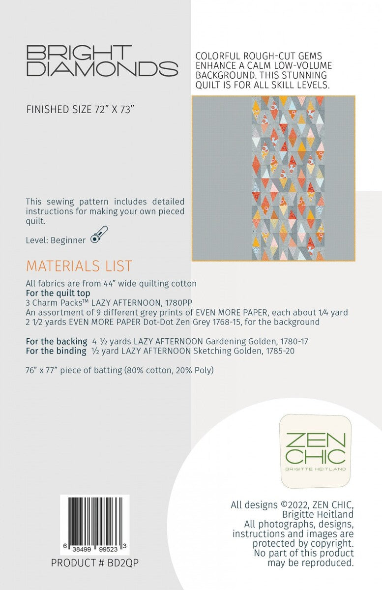 Bright Diamonds Modern Quilt Pattern | Zen Chic | Brigitte Heitland #BD2QP