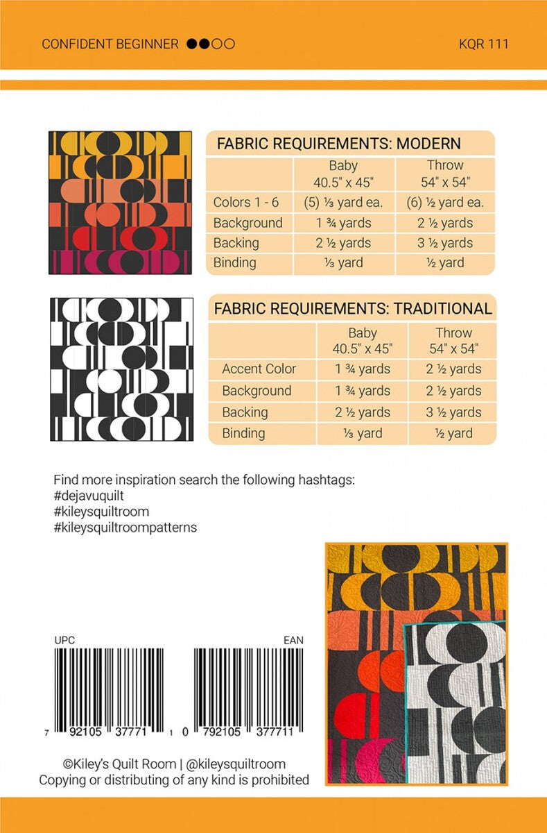 Déjà Vu Modern Quilt Pattern | Kiley’s Quilt Room #KQR111