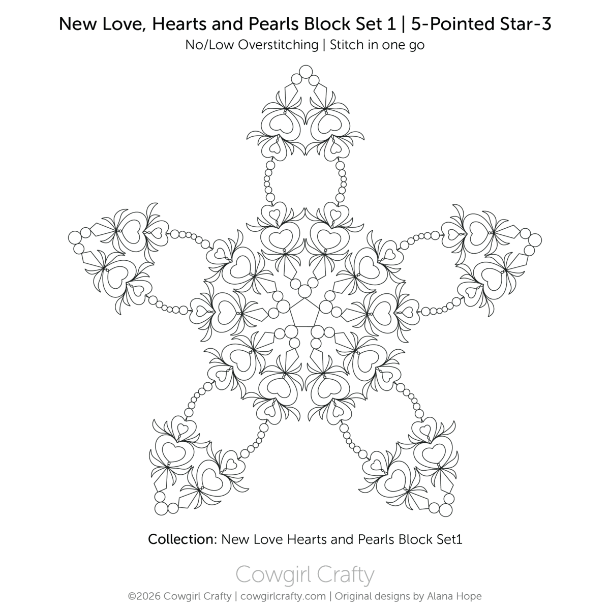 New Love 5-Pointed Star #3 Block digital longarm quilting pattern by Cowgirl Crafty