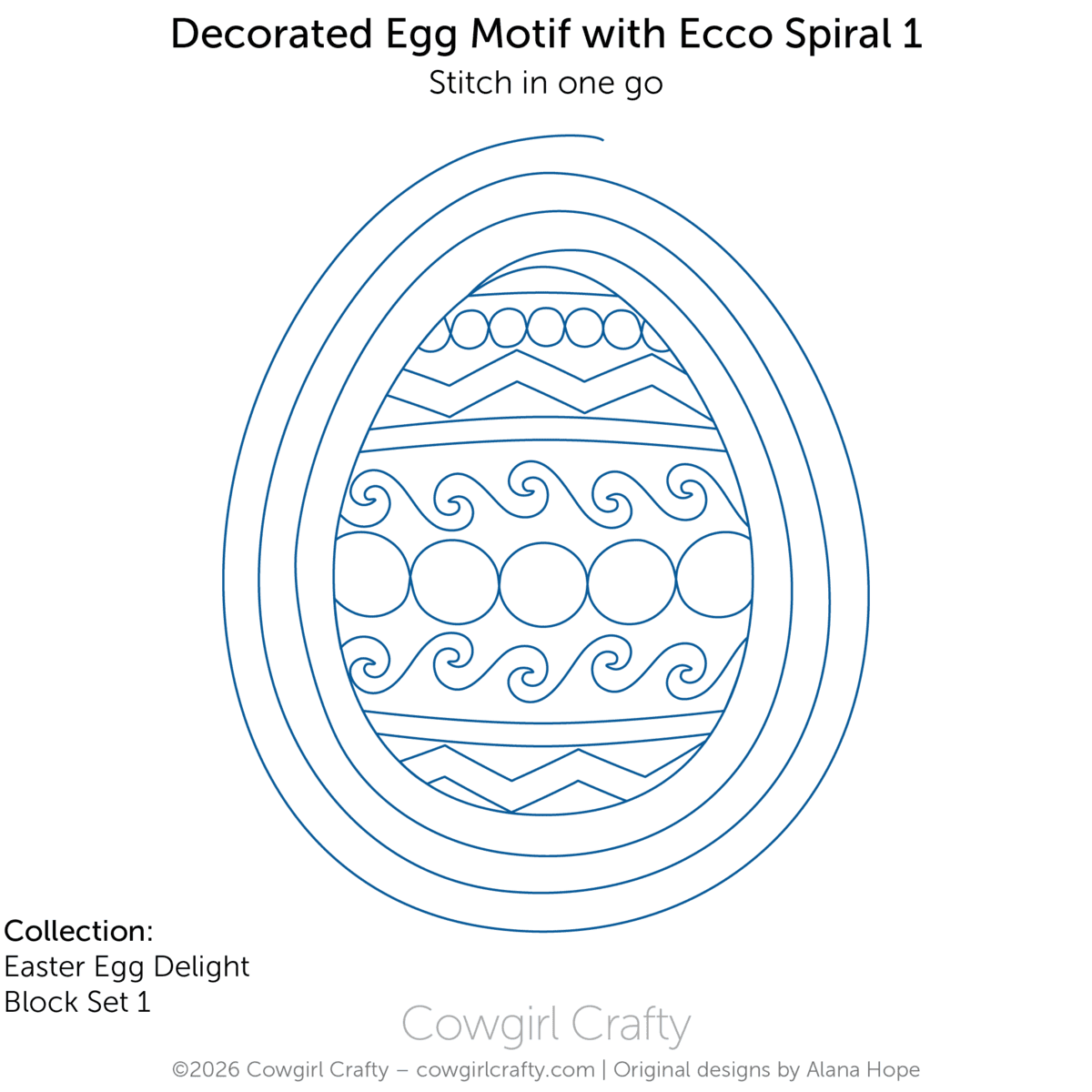 Easter Egg Delight 1-4 Ecco Spiral Egg Motif digital longarm quilting pattern by Cowgirl Crafty