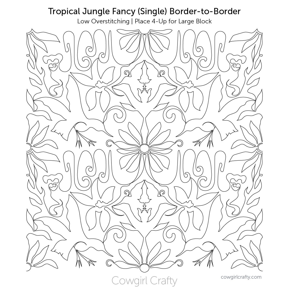 Tropical Jungle Fancy border-to-border digital longarm quilting pattern by Cowgirl Crafty