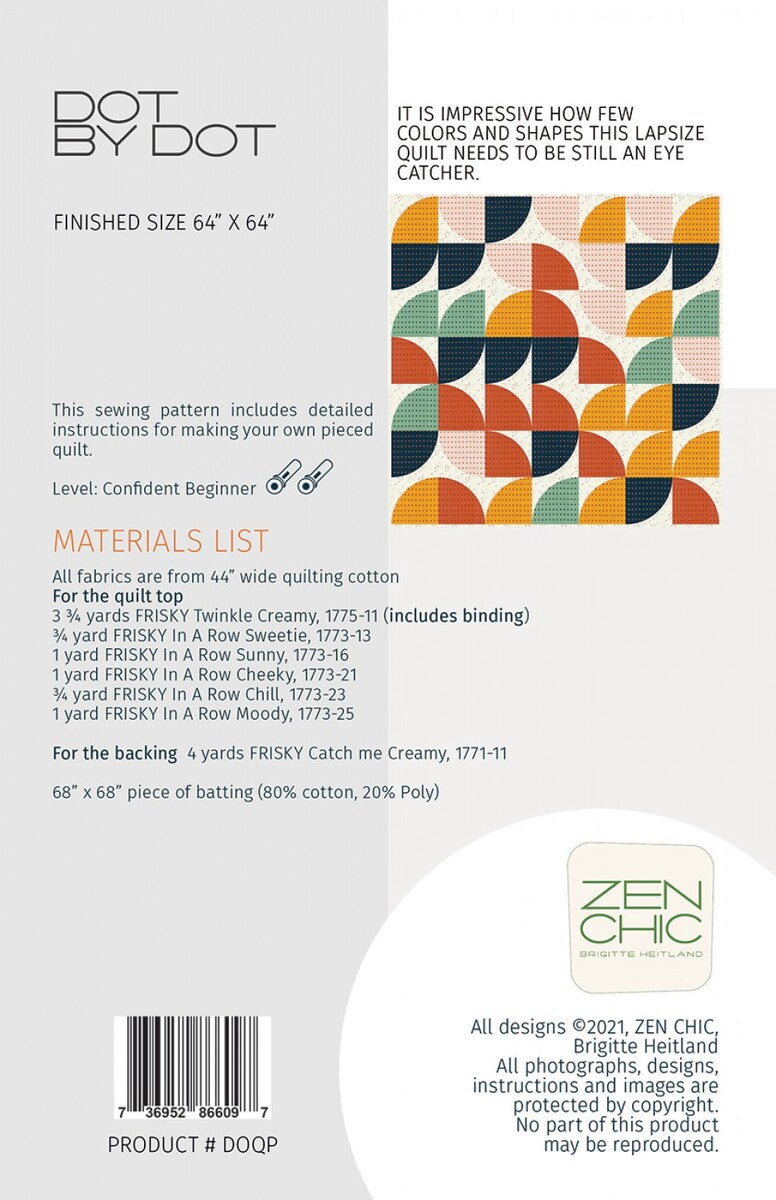 Dot By Dot Modern Quilt Pattern | Zen Chic | Brigitte Heitland | #DOQP