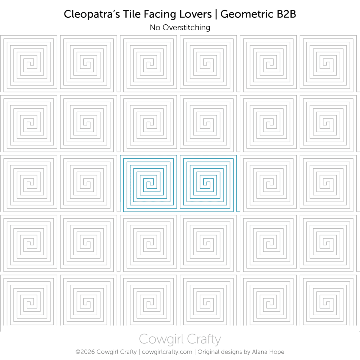 Cleopatra's Tile border-to-border digital longarm quilting pattern by Cowgirl Crafty
