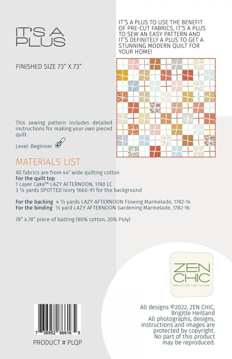 Its A Plus Modern Quilt Pattern | Zen Chic | Brigitte Heitland | #IAPLQP