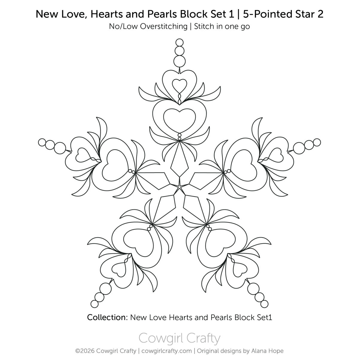 New Love 5-Pointed Star #2 Block digital longarm quilting pattern by Cowgirl Crafty