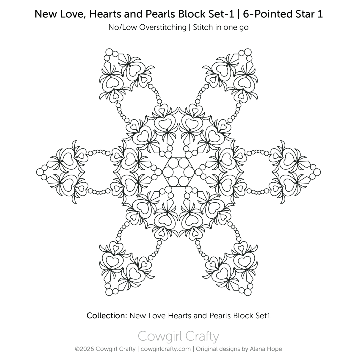 New Love 6-Pointed Star #1 Block digital longarm quilting pattern by Cowgirl Crafty