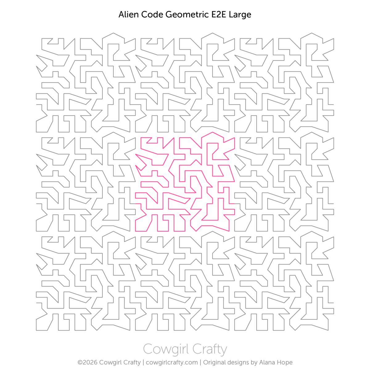 Alien Code Geometric edge-to-edge digital longarm quilting pattern by Cowgirl Crafty