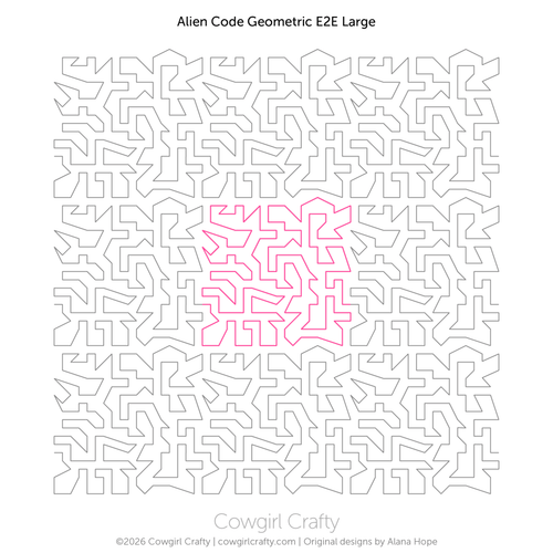 Alien Code Geometric edge-to-edge digital longarm quilting pattern by Cowgirl Crafty