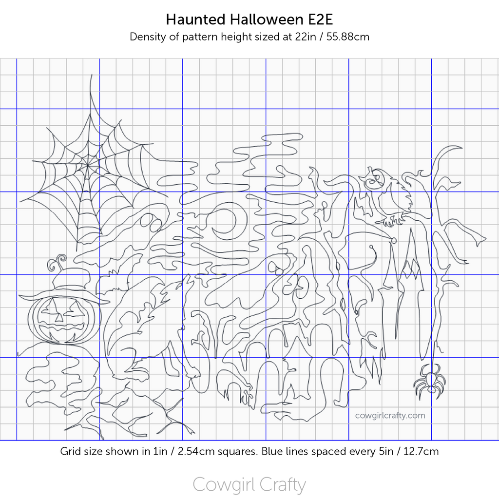 Haunted Halloween Large Edge-to-Edge | Artistic Digital Longarm Quilting Pattern