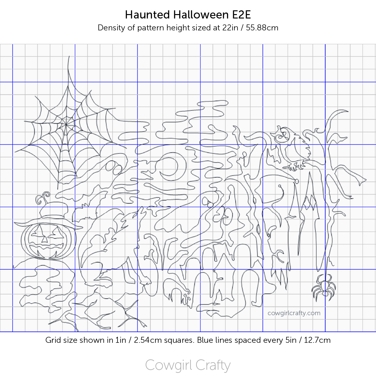 Haunted Halloween Large Edge-to-Edge | Artistic Digital Longarm Quilting Pattern