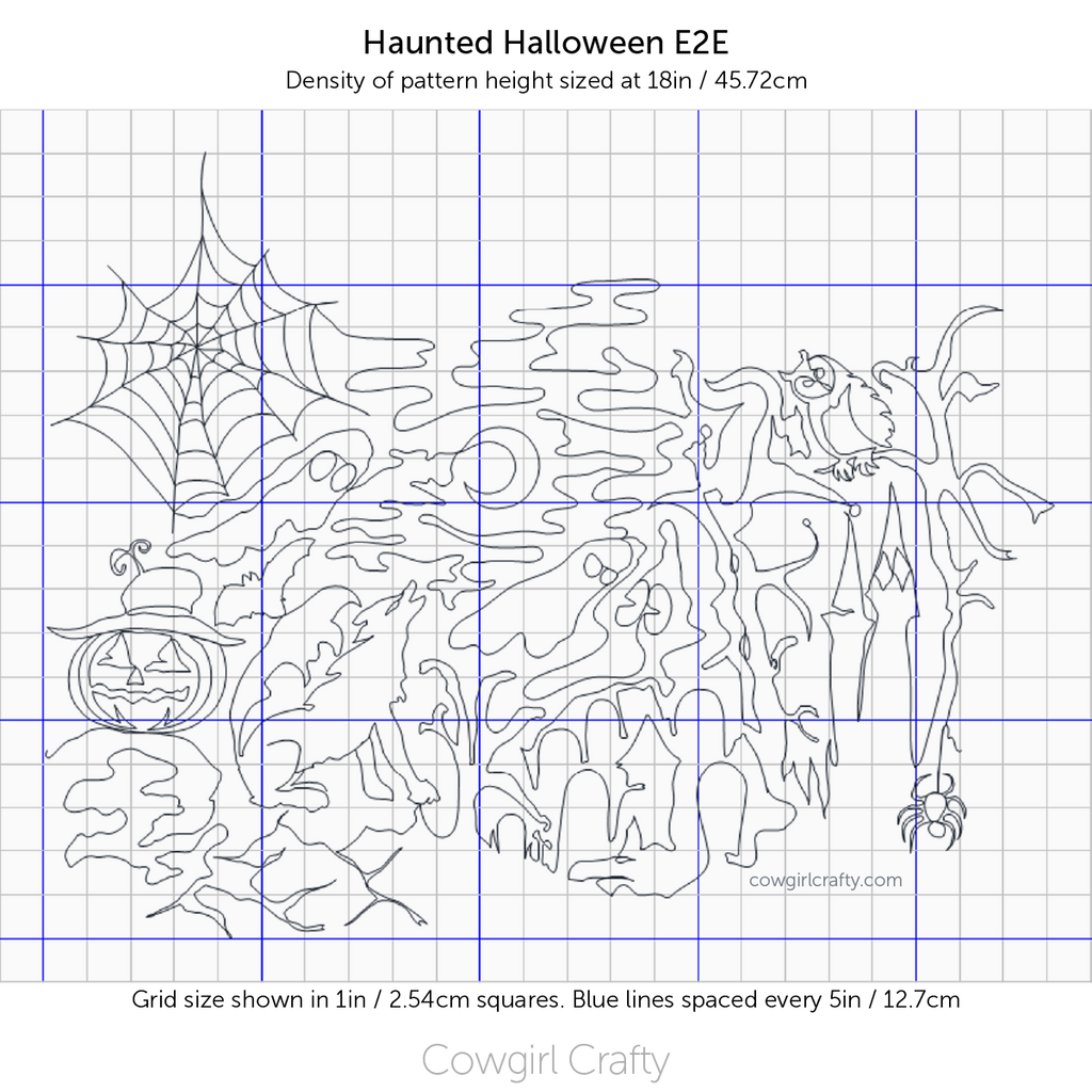 Haunted Halloween Large Edge-to-Edge | Artistic Digital Longarm Quilting Pattern