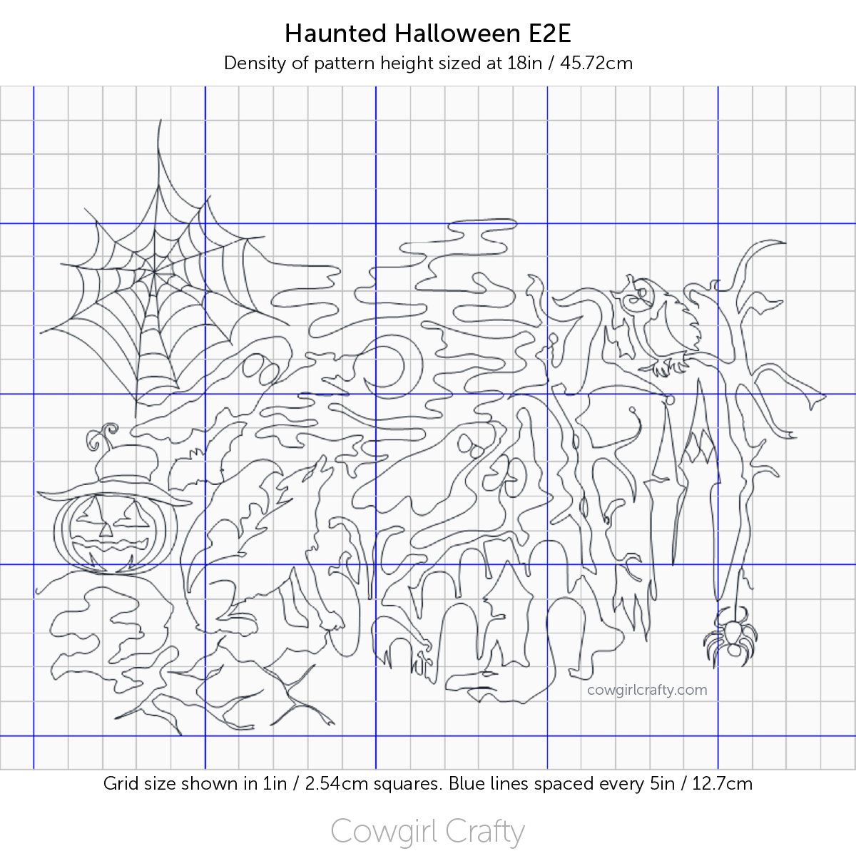 Haunted Halloween Large Edge-to-Edge | Artistic Digital Longarm Quilting Pattern