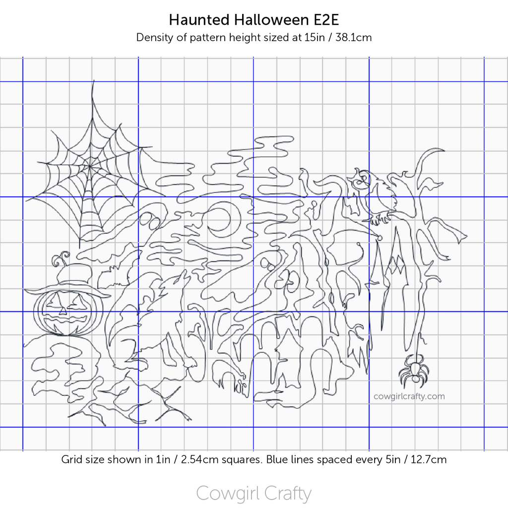 Haunted Halloween Large Edge-to-Edge | Artistic Digital Longarm Quilting Pattern