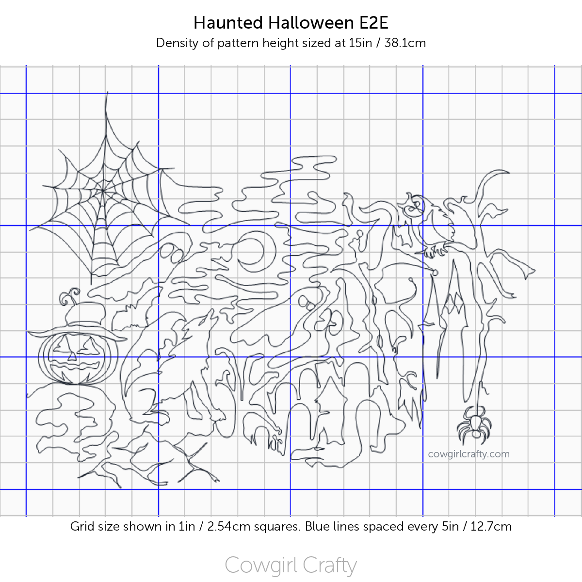 Haunted Halloween Large Edge-to-Edge | Artistic Digital Longarm Quilting Pattern