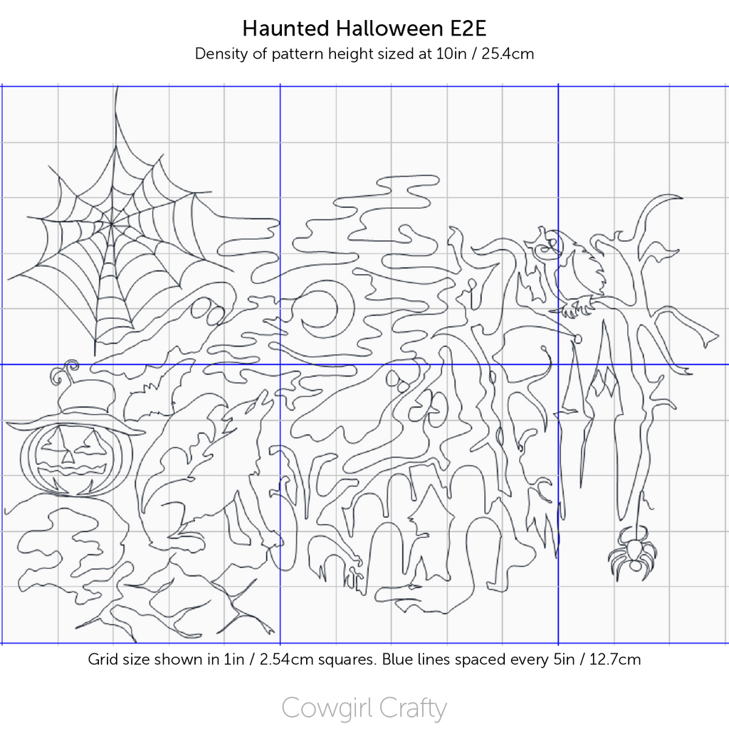 Haunted Halloween Large Edge-to-Edge | Artistic Digital Longarm Quilting Pattern