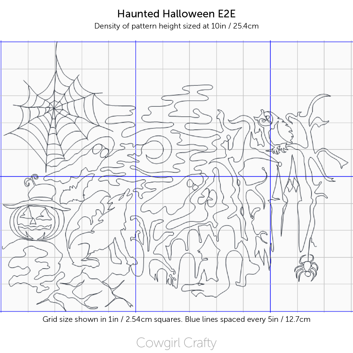Haunted Halloween Large Edge-to-Edge | Artistic Digital Longarm Quilting Pattern