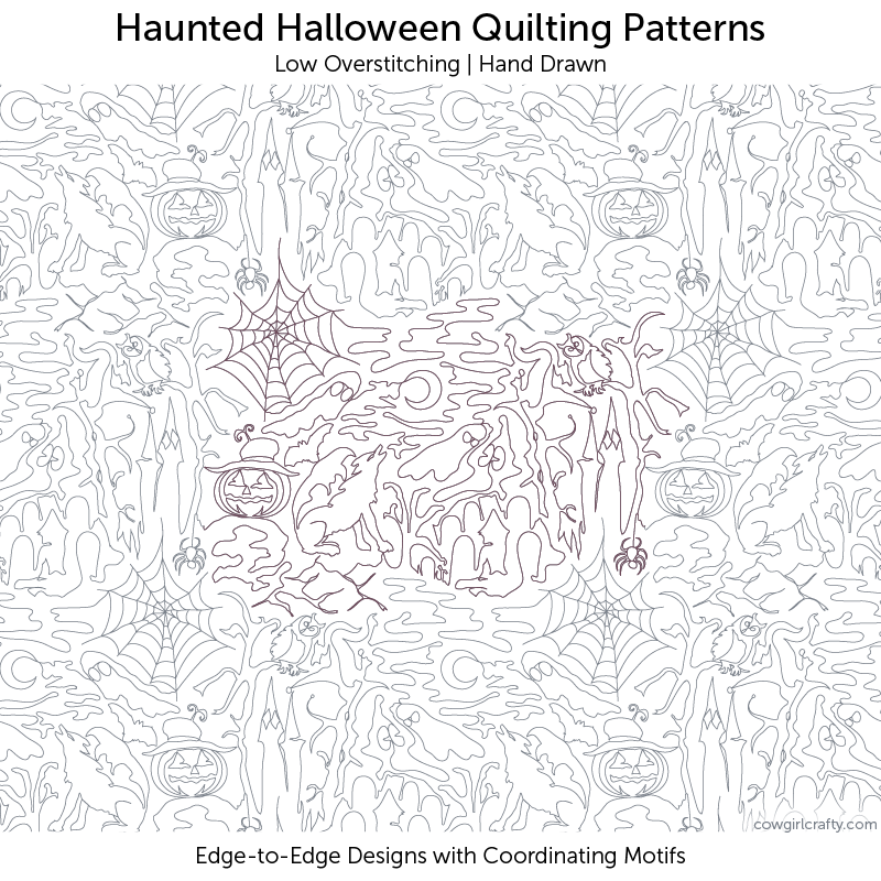 Haunted Halloween Large Edge-to-Edge | Artistic Digital Longarm Quilting Pattern